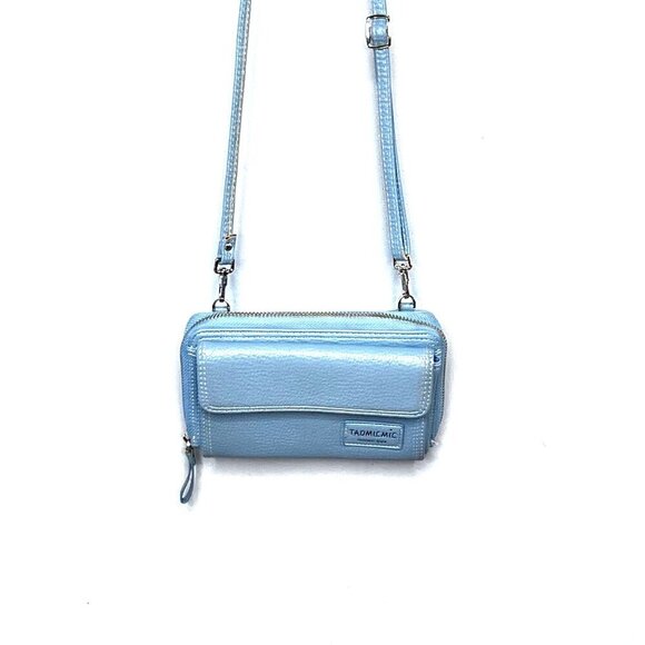 Taomicmic Womens‎ Light Blue Crossbody Wallet Purse With Adjustable Strap & Card - Picture 1 of 6